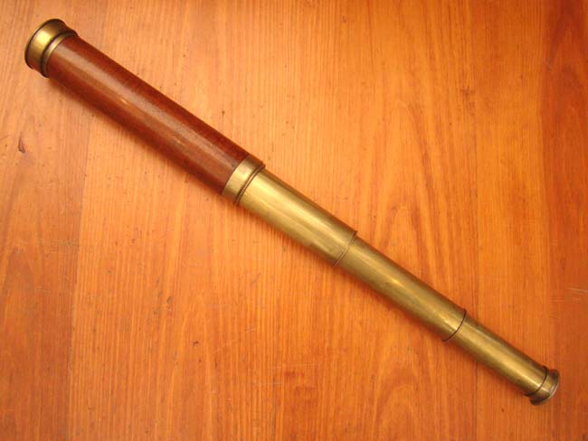 A beautiful 18th century three-draw mahogany barreled telescope by George Adams Sr. circa 1765-1770